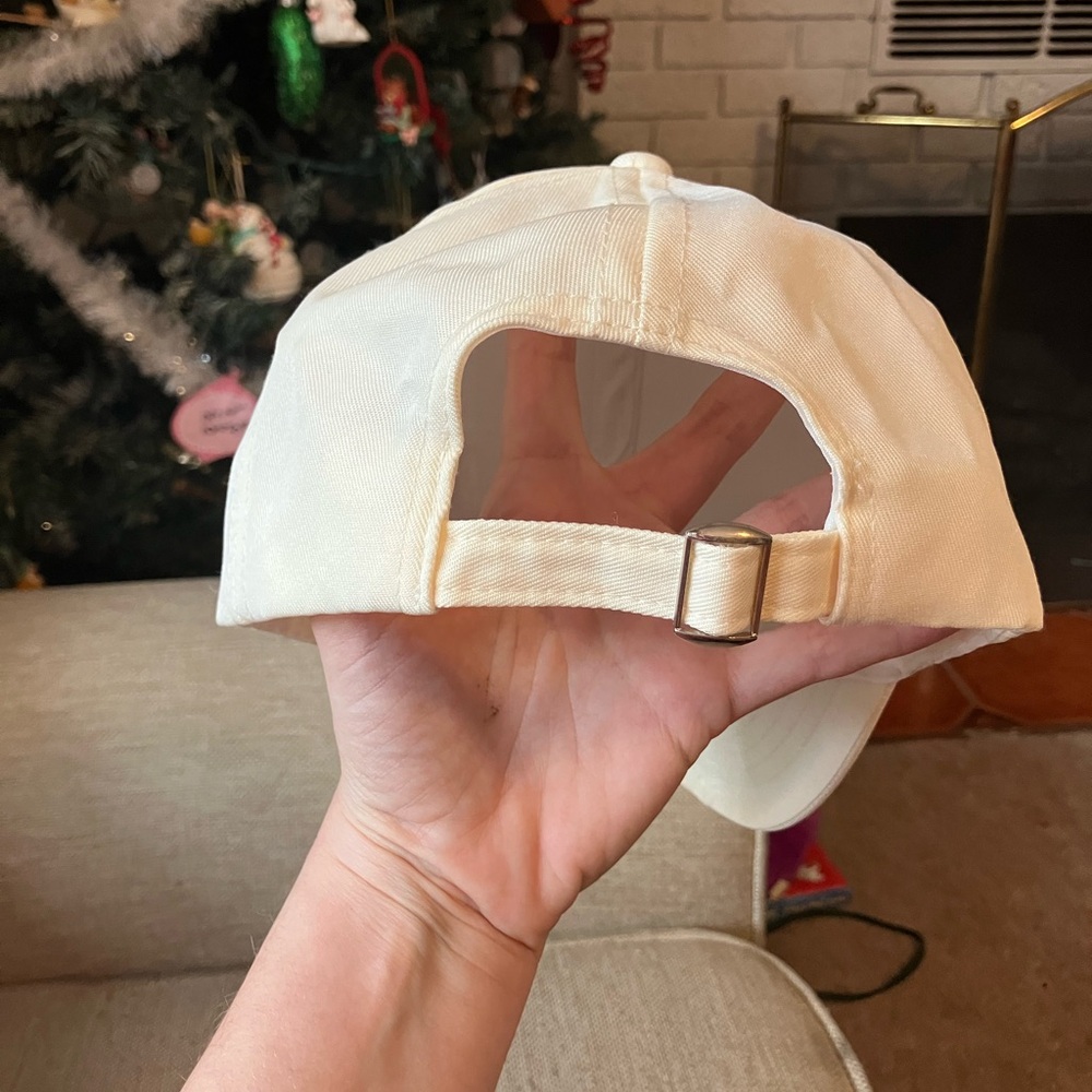 White hat with rhinestone butterfly and trim - Picture 7 of 8
